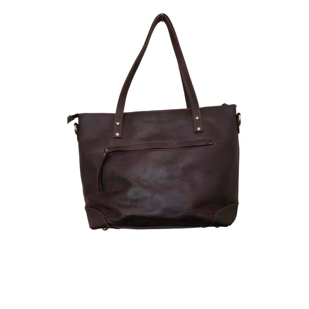 Montana Hudson Leather Tote Bag Women Large Brown Shoulder Laptop Work Bag